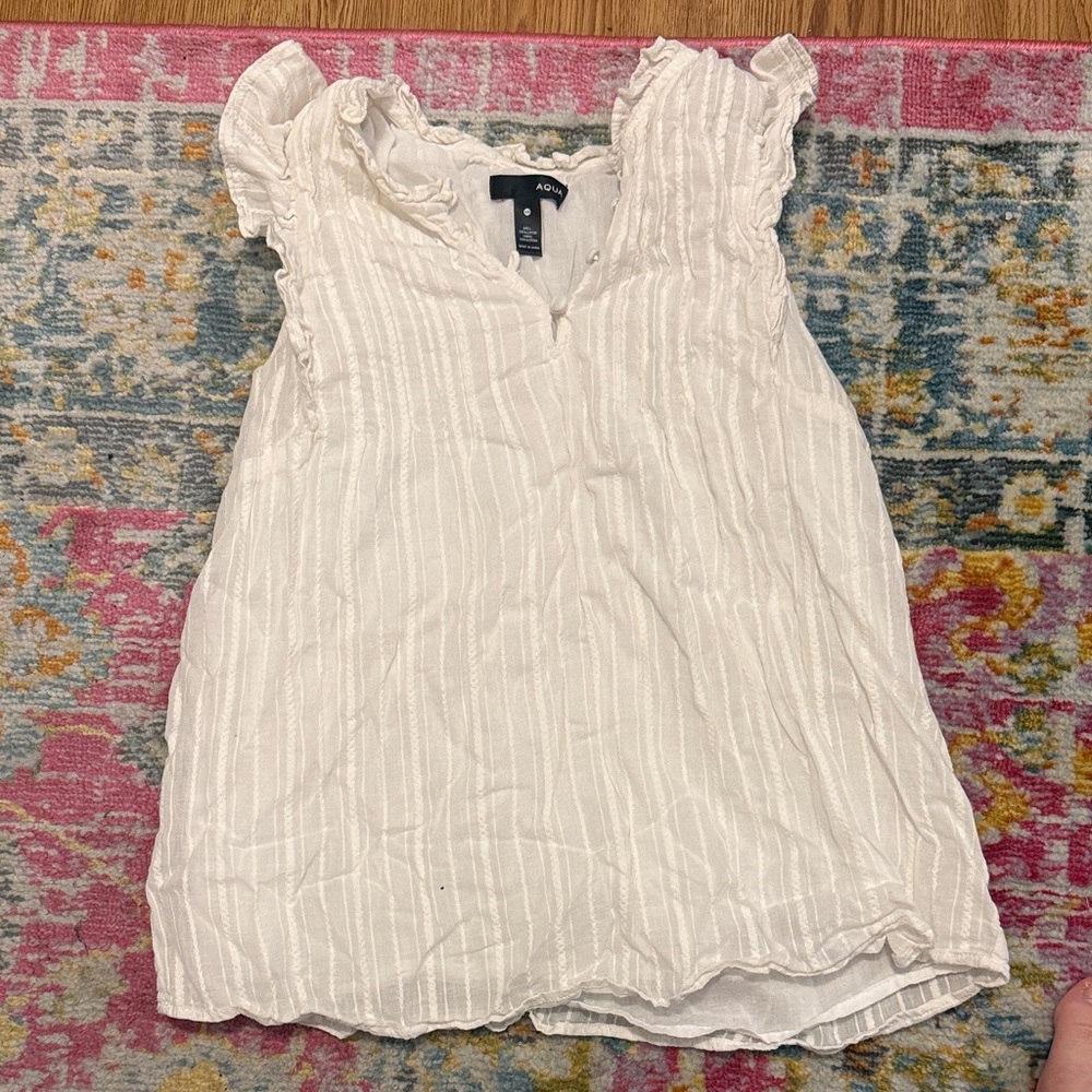 Aqua cream ruffle tank blouse